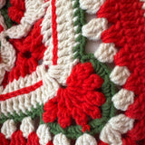 Close-up of the raised border stitches on the red crochet tote bag — handmade by Ana Chic