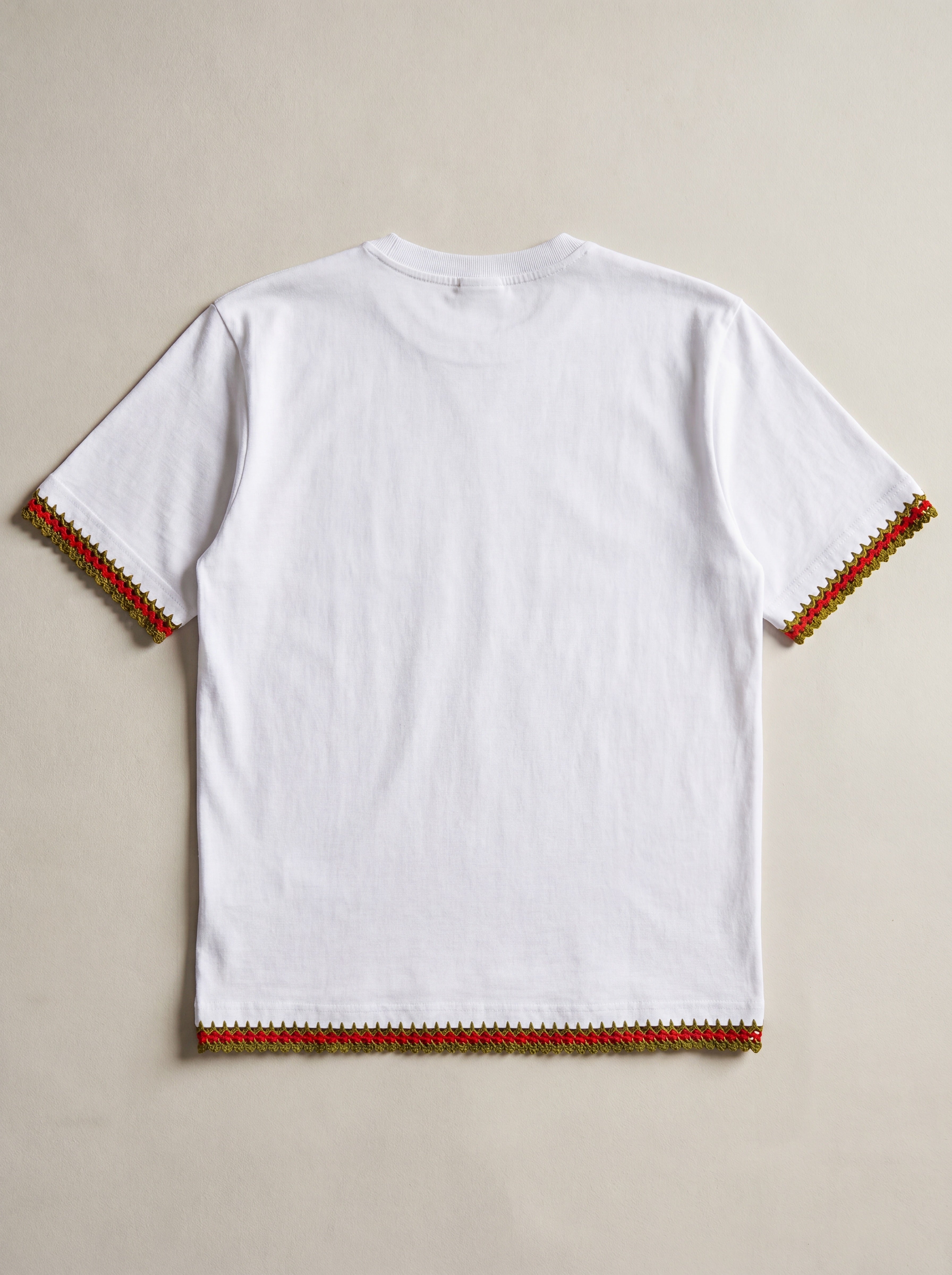 Handmade organic cotton t-shirt with crochet accents by Ana Chic