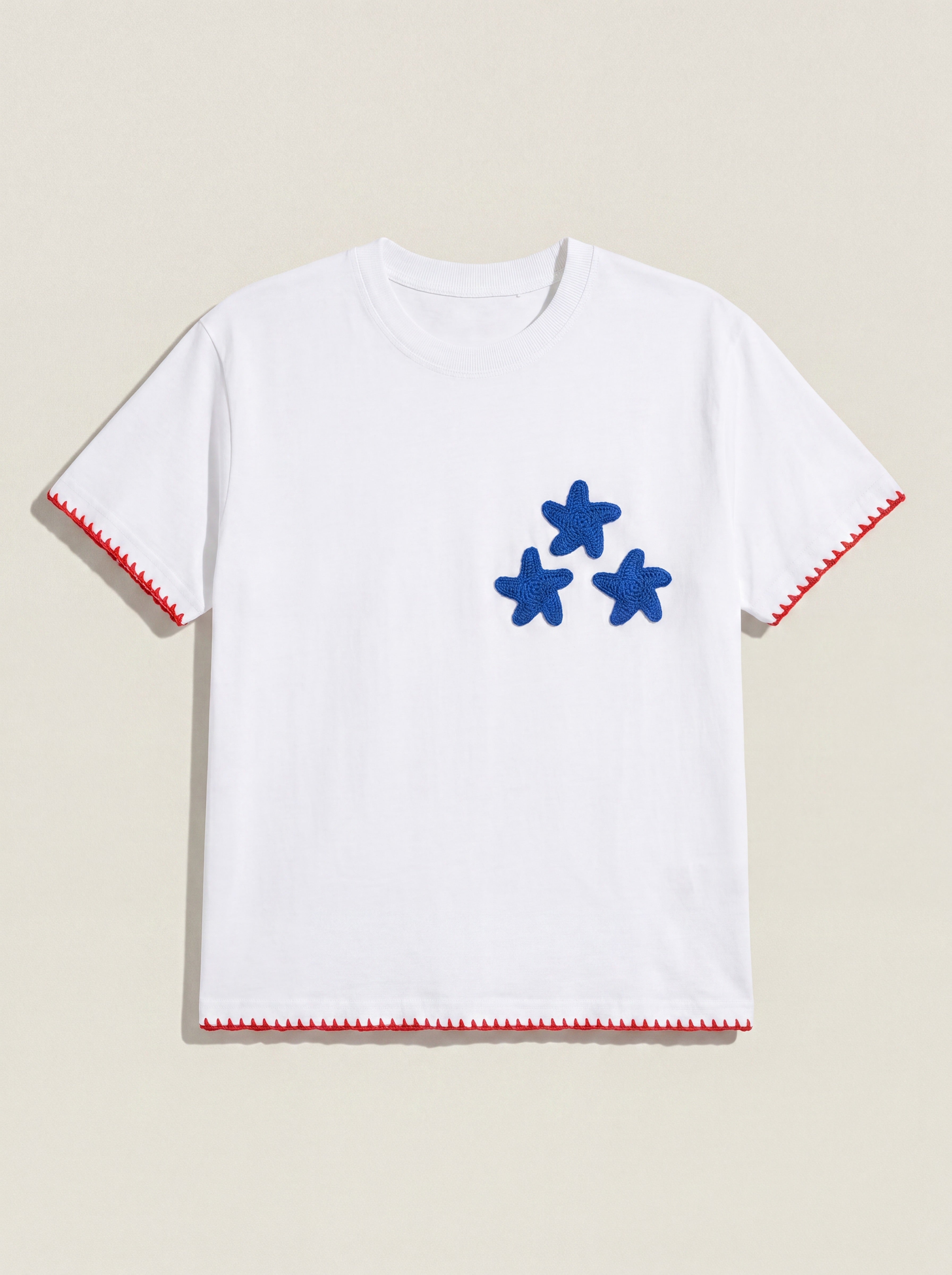 Handmade organic cotton t-shirt with crochet accents by Ana Chic