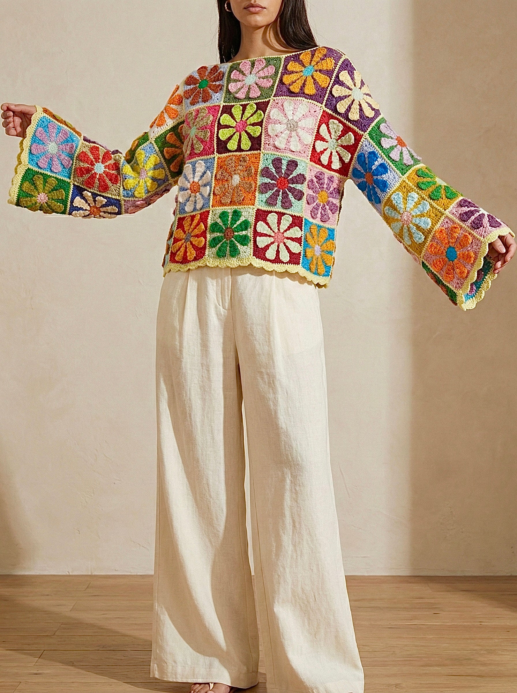 Flower jumper — handmade organic cotton crochet jumper by Ana Chic, detail 3