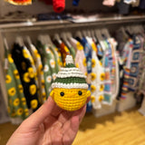 Handmade organic cotton crochet duck keychain by Ana Chic