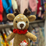 Handmade organic cotton crochet reindeer christmas toy by Ana Chic