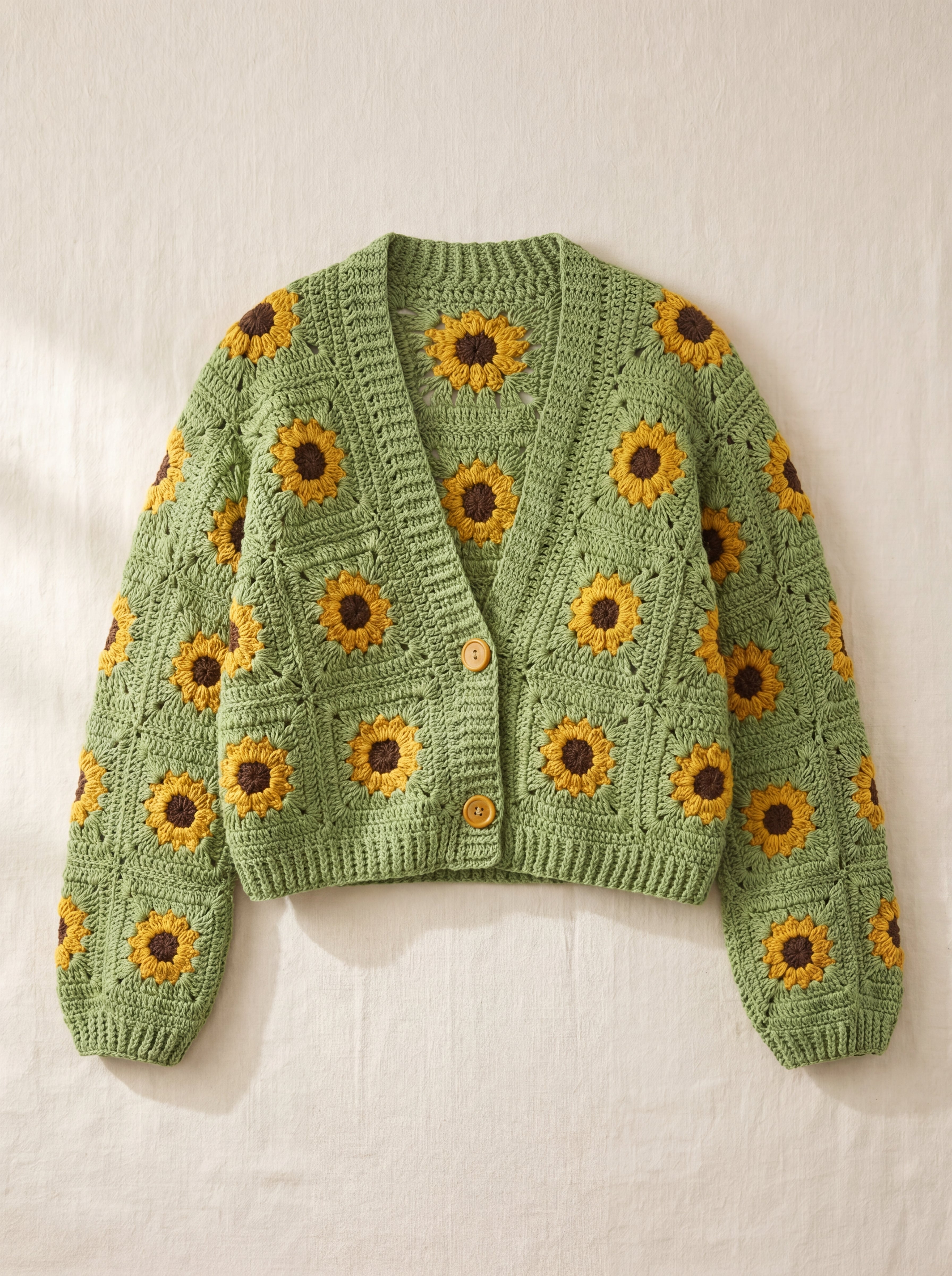 Handmade organic cotton cardigan (Green) by Ana Chic