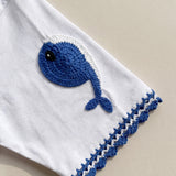 Handmade organic cotton t-shirt with crochet accents by Ana Chic