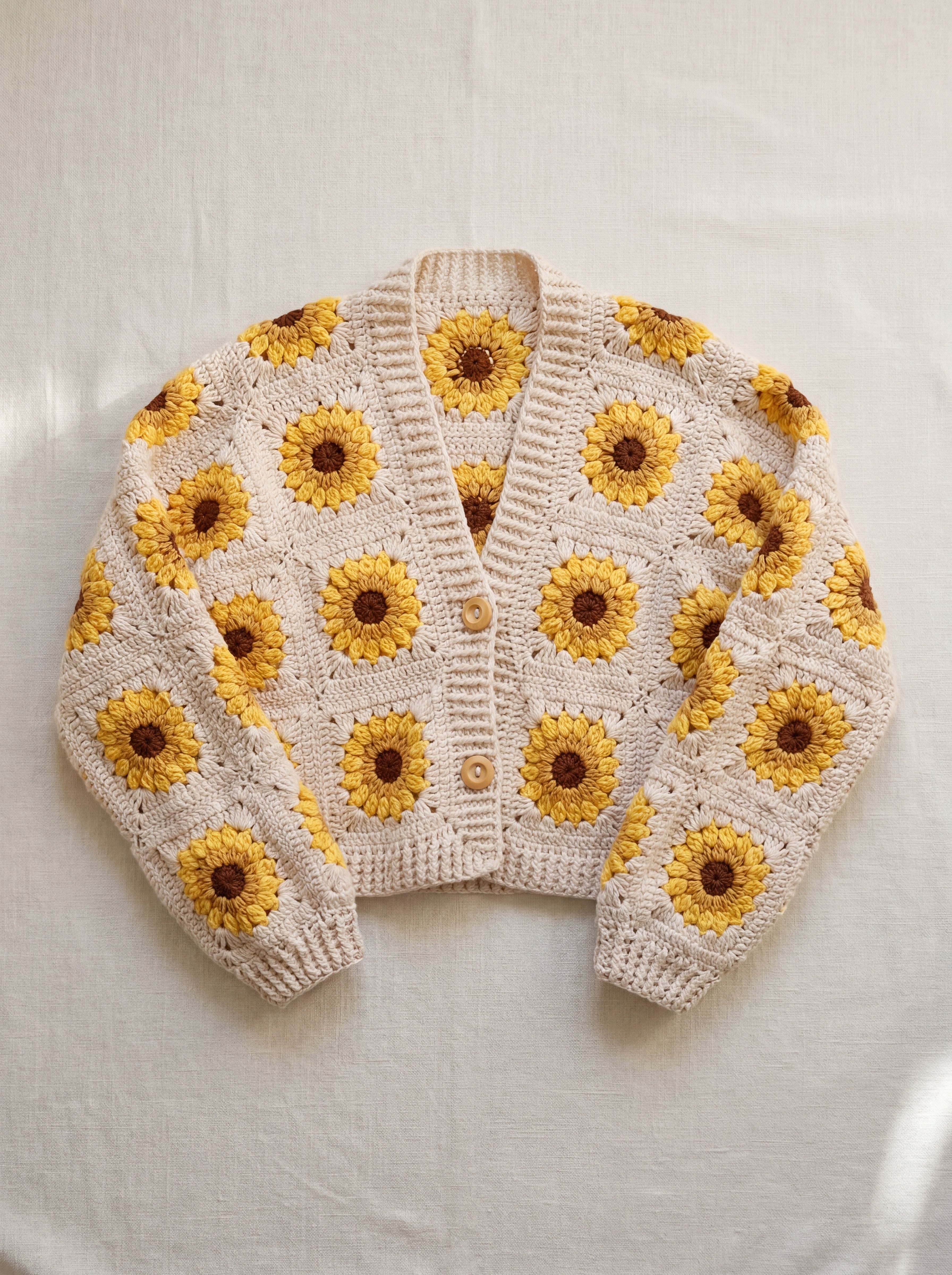 Handmade organic cotton cardigan (Beige) by Ana Chic