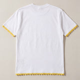Handmade organic cotton t-shirt with crochet accents by Ana Chic