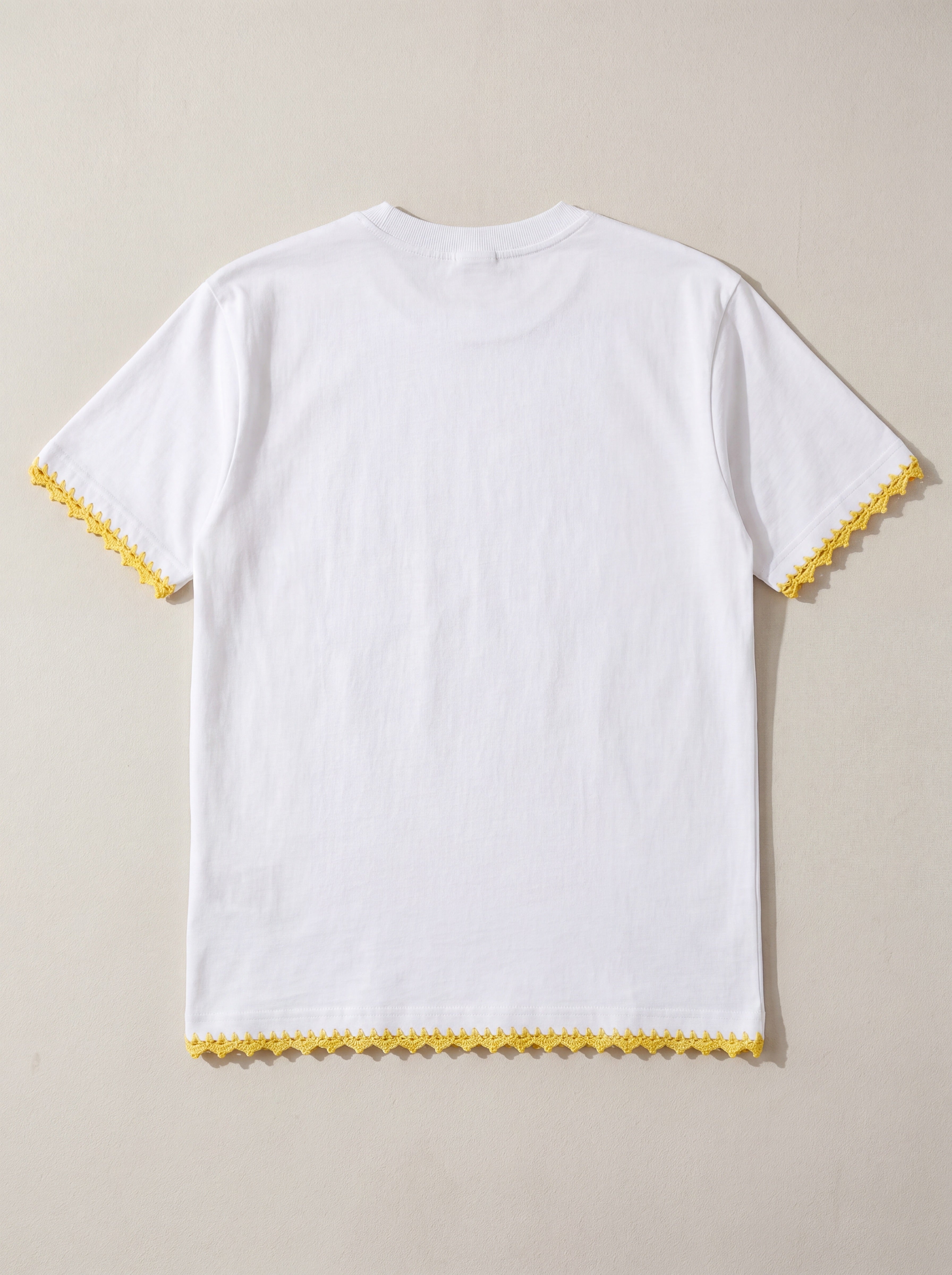 Handmade organic cotton t-shirt with crochet accents by Ana Chic