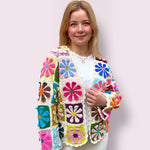 Handmade organic cotton crochet sunny petal cardigan by Ana Chic