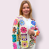 Handmade organic cotton crochet sunny petal cardigan by Ana Chic
