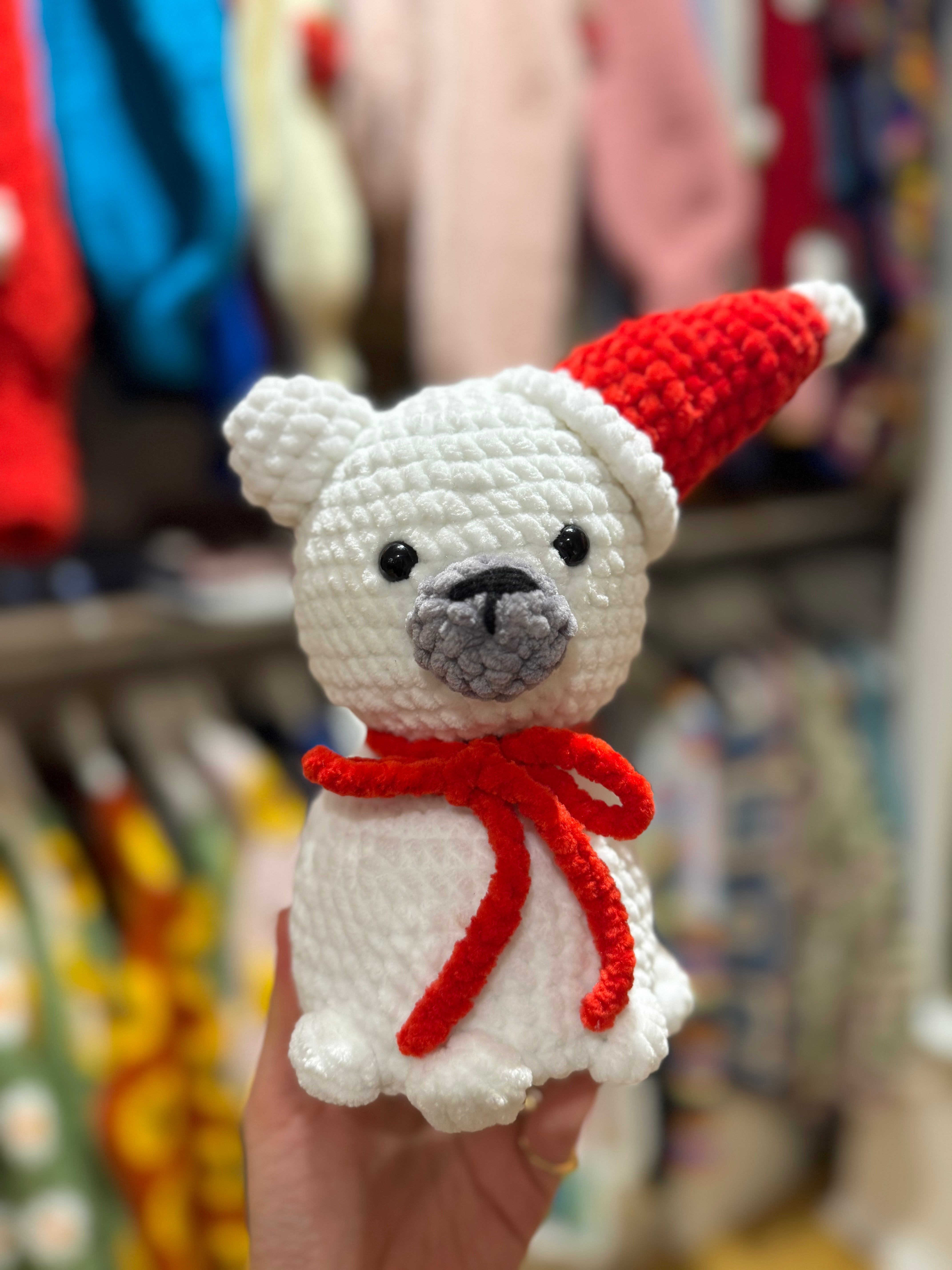 Handmade organic cotton crochet white bear toy by Ana Chic