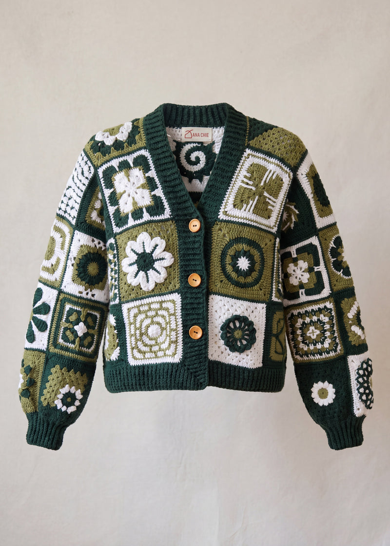 Handmade organic cotton crochet cardigan by Ana Chic