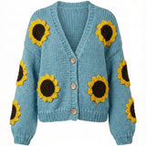 Sunflower  – Chunky Wool Hand-Knitted Cardigan — handmade chunky wool hand-knit cardigan by Ana Chic