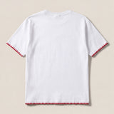 Handmade organic cotton t-shirt with crochet accents by Ana Chic