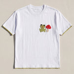 Handmade organic cotton t-shirt with crochet accents by Ana Chic