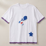 Handmade organic cotton t-shirt with crochet accents by Ana Chic