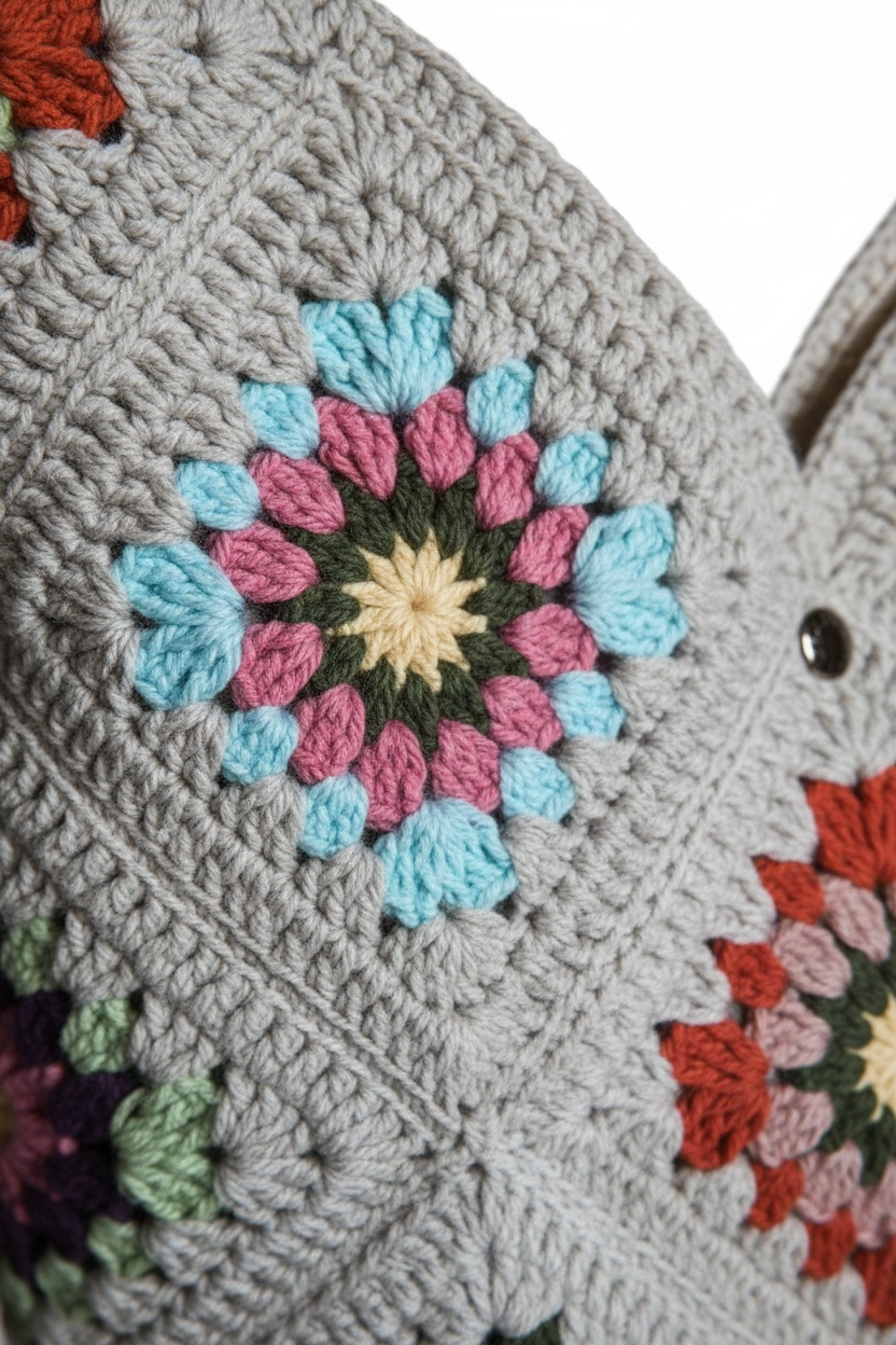 Handmade crossbag — handmade organic cotton crochet bag by Ana Chic, detail 2