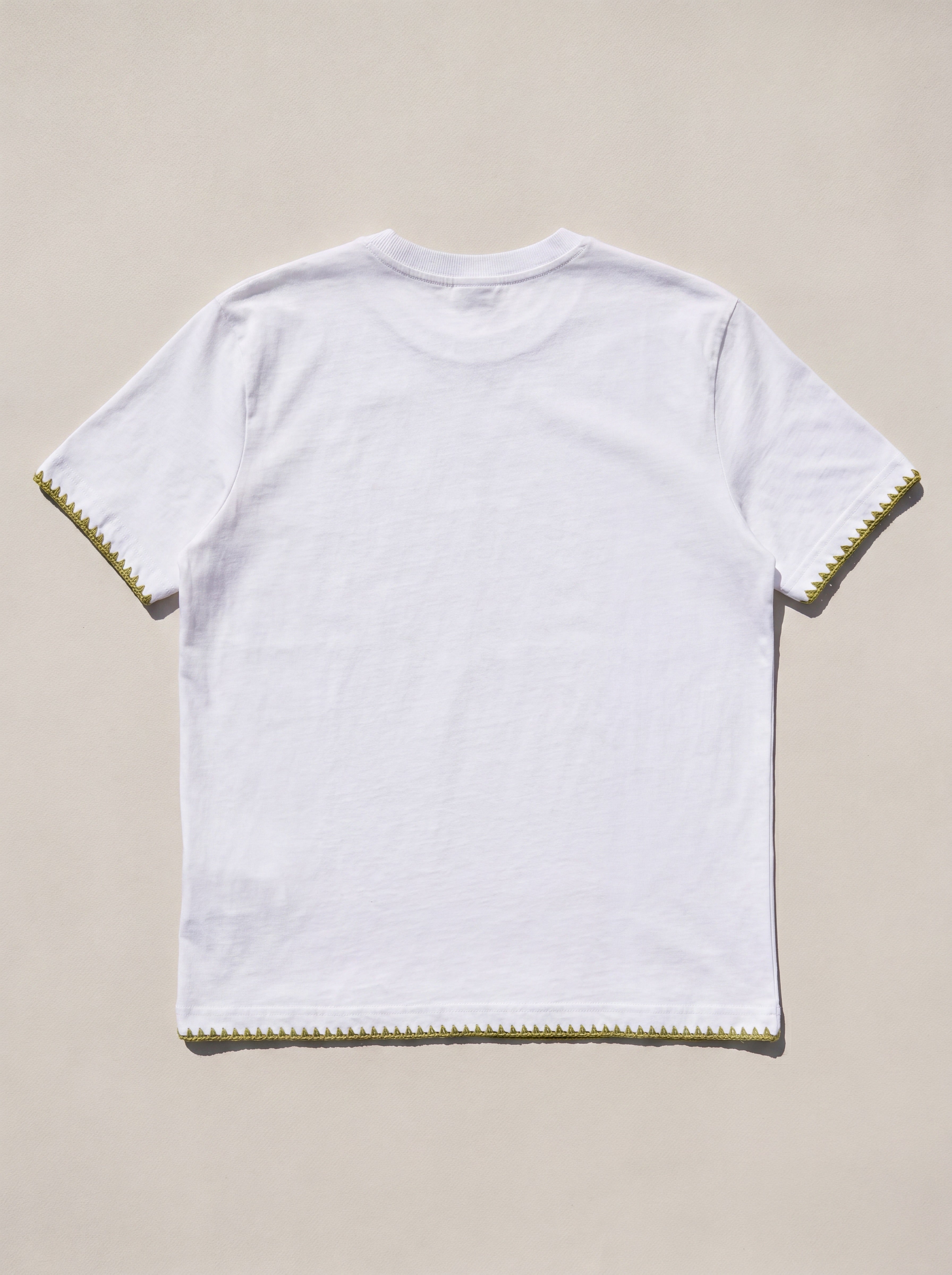 Handmade organic cotton t-shirt with crochet accents by Ana Chic