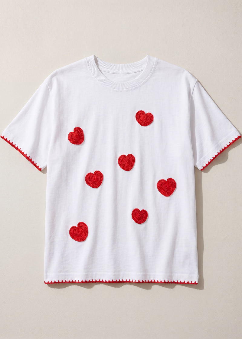 Handmade organic cotton t-shirt with crochet accents by Ana Chic