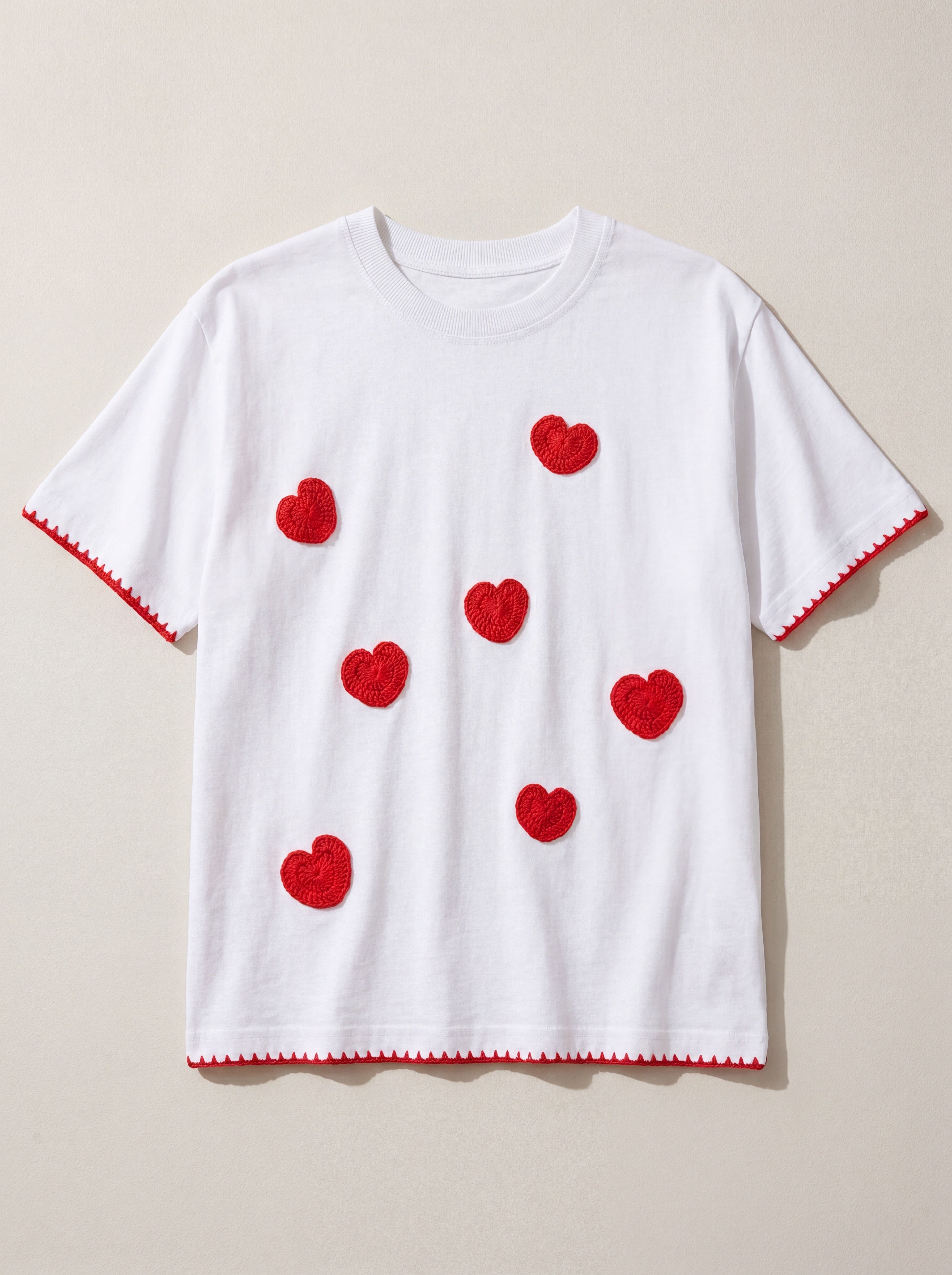 Handmade organic cotton t-shirt with crochet accents by Ana Chic