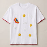 Handmade organic cotton t-shirt with crochet accents by Ana Chic