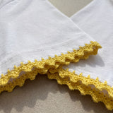 Handmade organic cotton t-shirt with crochet accents by Ana Chic