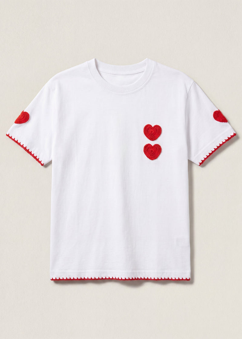 Handmade organic cotton t-shirt with crochet accents by Ana Chic