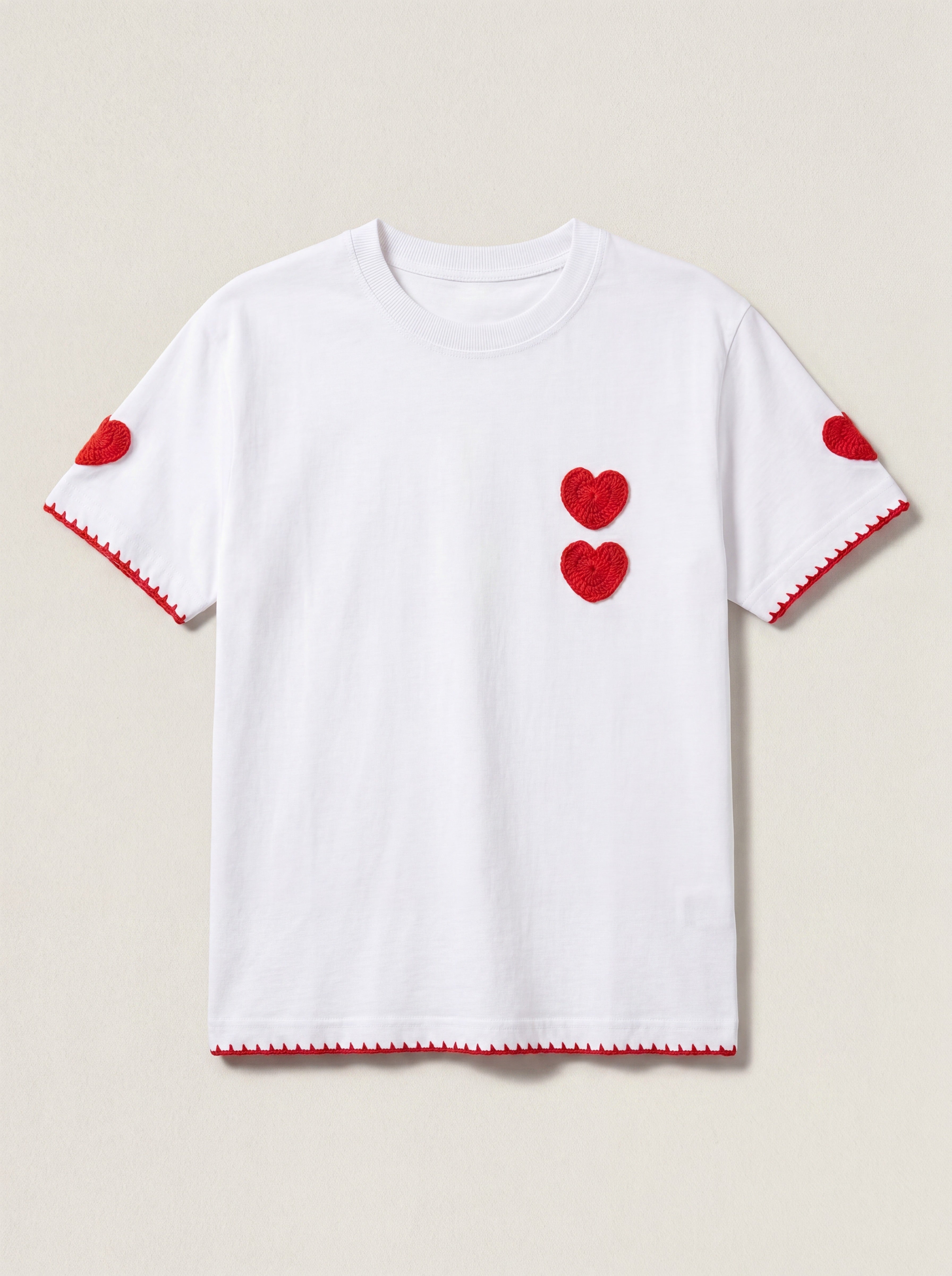 Handmade organic cotton t-shirt with crochet accents by Ana Chic