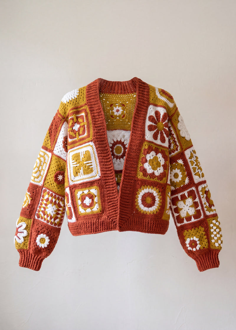 Handmade organic cotton crochet cardigan by Ana Chic