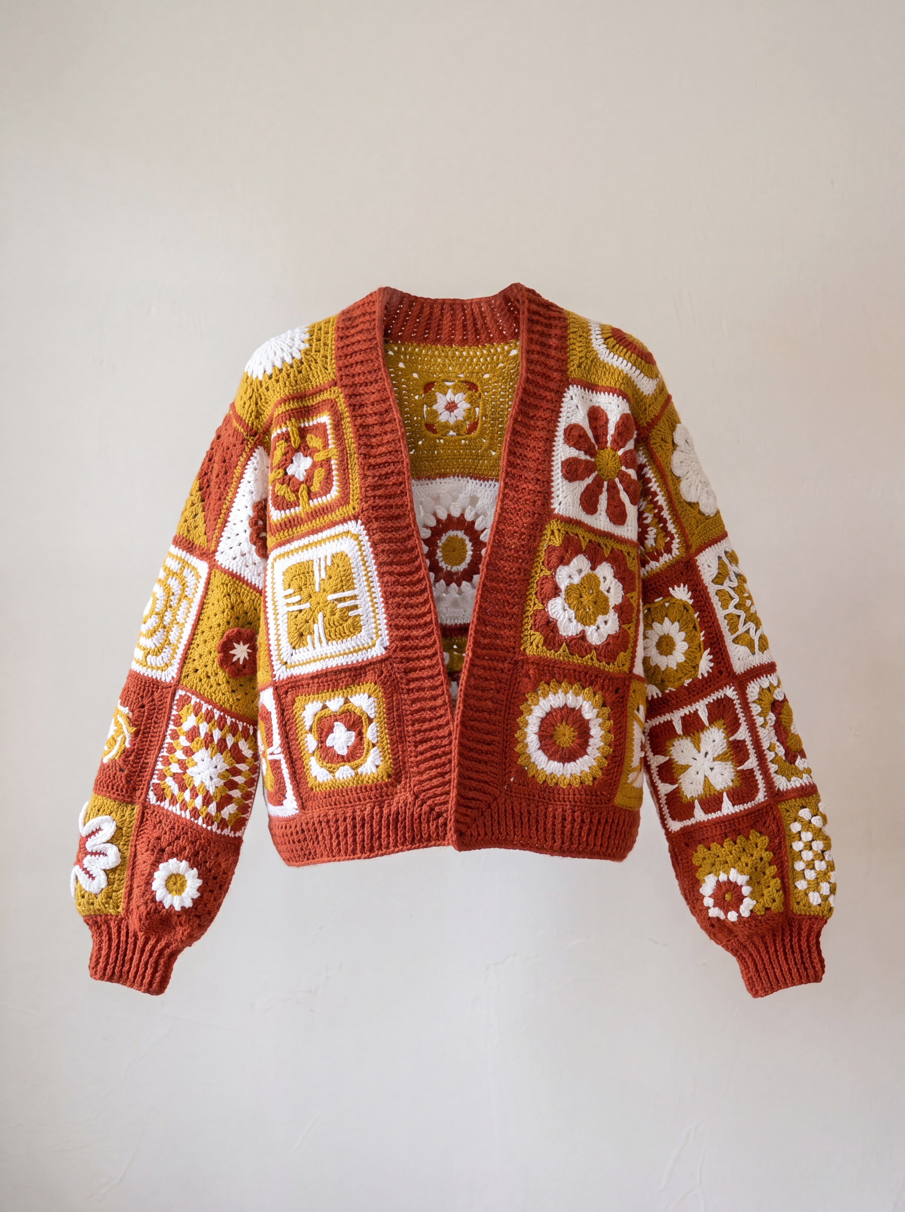 Handmade organic cotton crochet cardigan by Ana Chic