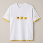 Handmade organic cotton t-shirt with crochet accents by Ana Chic