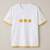 Handmade organic cotton t-shirt with crochet accents by Ana Chic