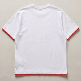 Handmade organic cotton t-shirt with crochet accents by Ana Chic