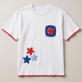 Handmade organic cotton t-shirt with crochet accents by Ana Chic