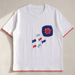 Handmade organic cotton t-shirt with crochet accents by Ana Chic