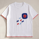 Handmade organic cotton t-shirt with crochet accents by Ana Chic