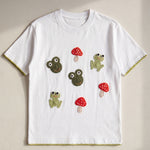 Handmade organic cotton t-shirt with crochet accents by Ana Chic