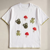 Handmade organic cotton t-shirt with crochet accents by Ana Chic