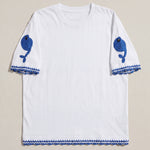 Handmade organic cotton t-shirt with crochet accents by Ana Chic