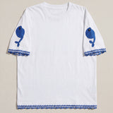 Handmade organic cotton t-shirt with crochet accents by Ana Chic