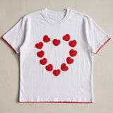 Handmade organic cotton t-shirt with crochet accents by Ana Chic