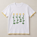 Handmade organic cotton t-shirt with crochet accents by Ana Chic