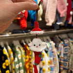 Handmade organic cotton crochet ghost christmas keychain by Ana Chic