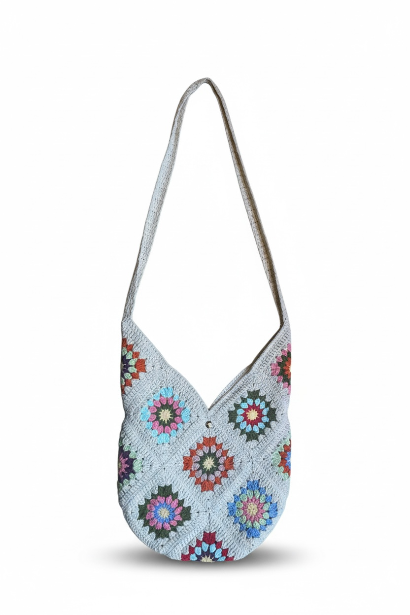 Multicolor Crossbag — handmade organic cotton crochet bag by Ana Chic