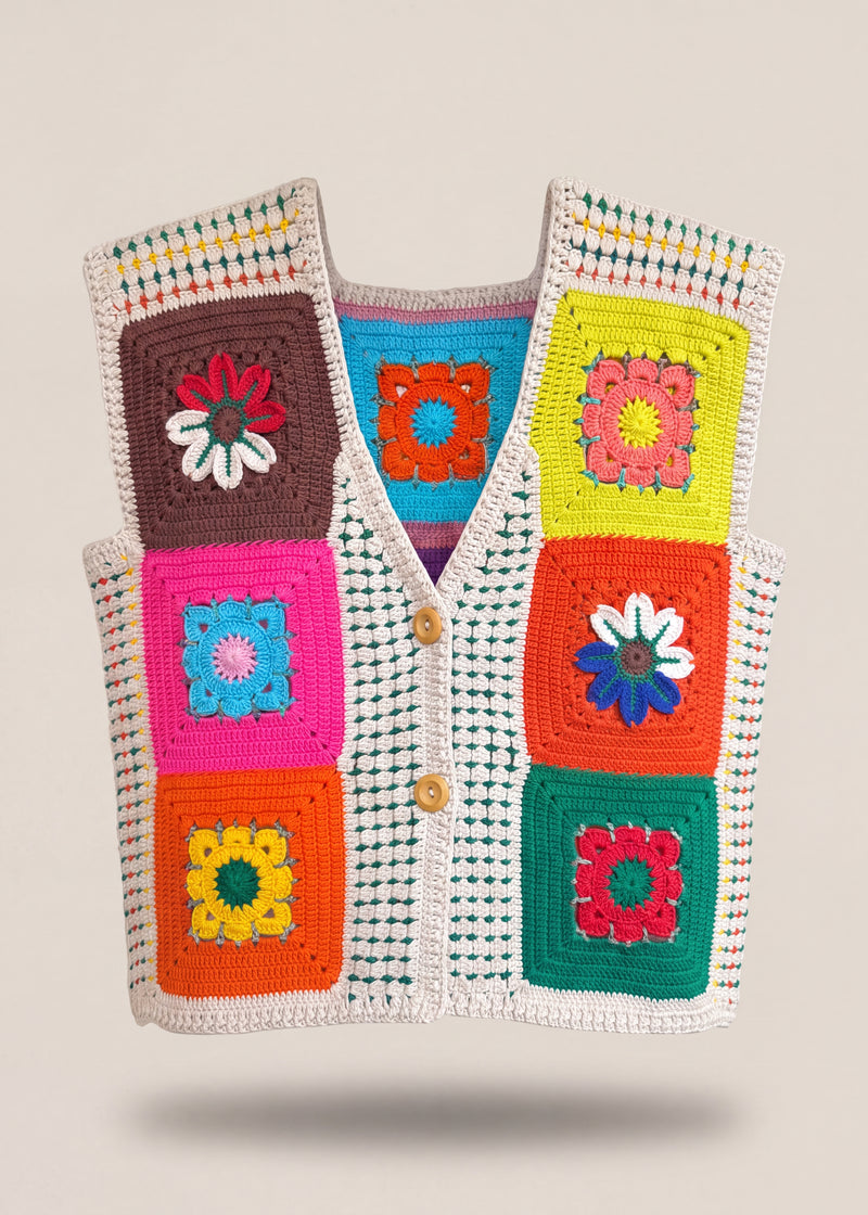 Handmade organic cotton crochet vest by Ana Chic