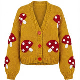 Mushroom– Chunky Wool Hand-Knitted Cardigan — handmade chunky wool hand-knit cardigan by Ana Chic