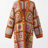glow brown long — handmade organic cotton crochet cardigan by Ana Chic