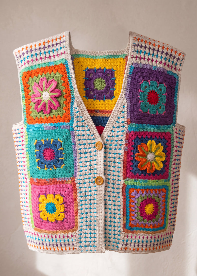 Handmade organic cotton crochet vest by Ana Chic
