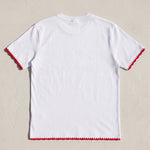 Handmade organic cotton t-shirt with crochet accents by Ana Chic