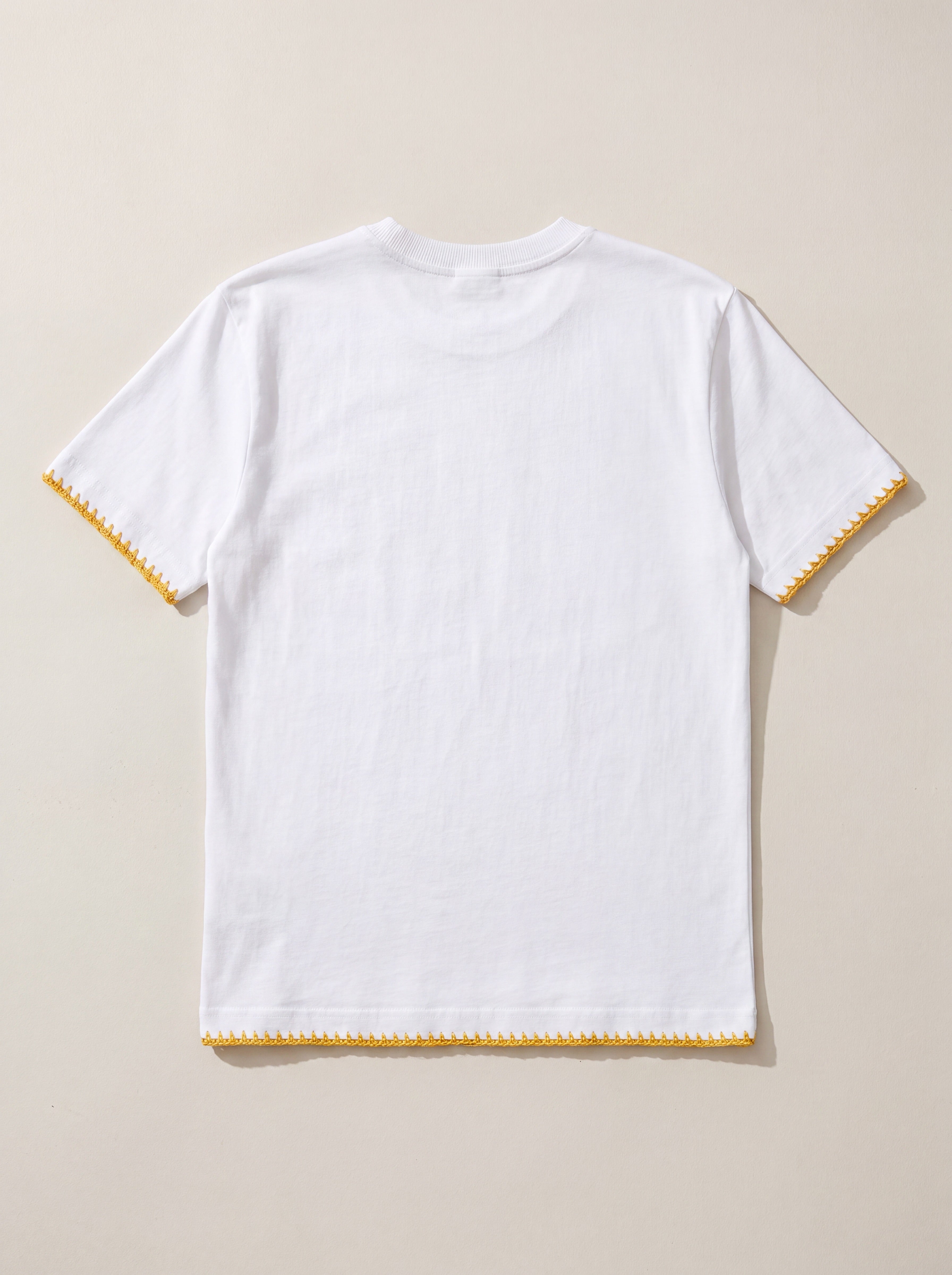 Handmade organic cotton t-shirt with crochet accents by Ana Chic