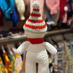 Handmade organic cotton crochet snowman christmas toy by Ana Chic